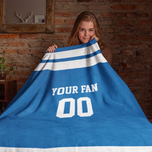Football Royal Blue & White Personalisiert Fleecedecke