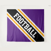 FOOTBALL Royal Lila Yellow Black Slant Streifen Wandteppich (Vorderseite (Horizontal))