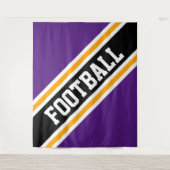 FOOTBALL Royal Lila Yellow Black Slant Streifen Wandteppich (Vorderseite)