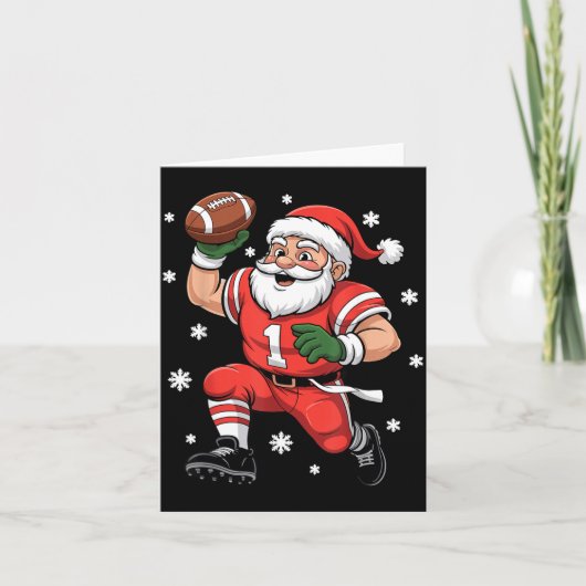 Football Santa Claus Lineman Christmas Quarterback Karte (Vorderseite)