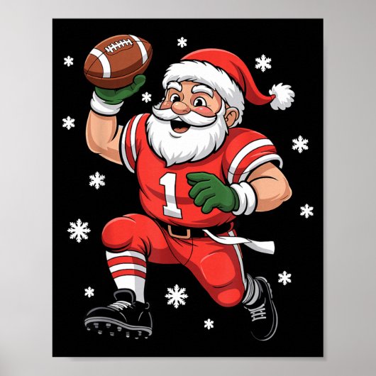 Football Santa Claus Lineman Christmas Quarterback Poster (Vorne)