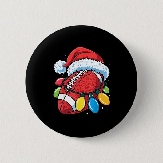 Football Santa Hat Christmas Lights Festive Touchd Button (Vorderseite)