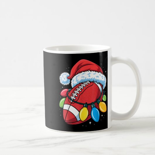 Football Santa Hat Christmas Lights Festive Touchd Kaffeetasse (Rechts)