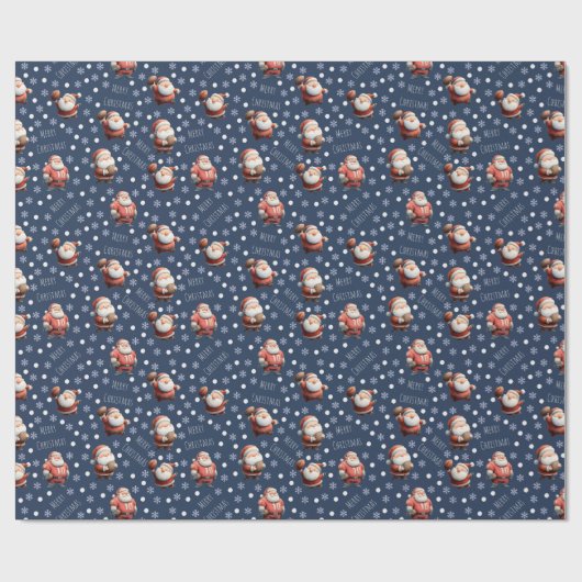 Football Santa on Dark Blue Geschenkpapier (Flach)