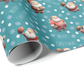 Football Santa on Green Blue Geschenkpapier (Rolleneckpunkt)
