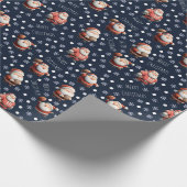 Football Santa on Navy Blue Geschenkpapier (Ecke)