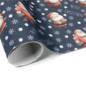 Football Santa on Navy Blue Geschenkpapier (Rolleneckpunkt)