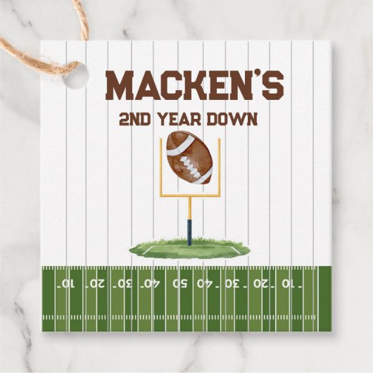 Football second year down boy birthday geschenkanhänger (Vorderseite)