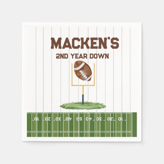 Football second year down boy birthday serviette (Vorderseite)