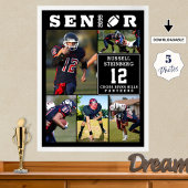 Football Senior 5 Photo Collage Graduation Poster