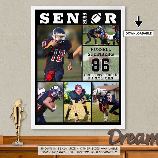 Football Senior Abschluss 6 FotoCollage Poster