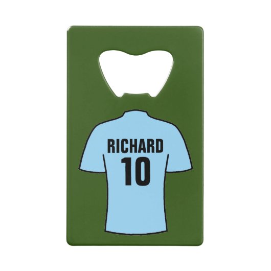 Football-Shirt in Light Sky Blue Geldbeutel Flaschenöffner (Vorderseite)