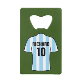 Football-Shirt in Light Sky Blue Stripes Geldbeutel Flaschenöffner