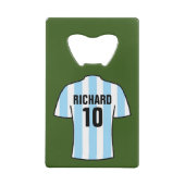 Football-Shirt in Light Sky Blue Stripes Geldbeutel Flaschenöffner (Rückseite)