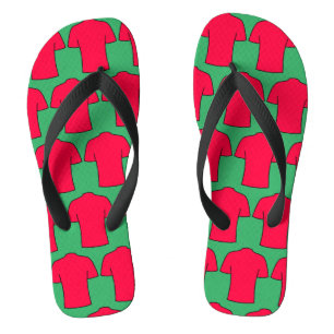 Football Shirts Design in Red Flip Flops Badesandalen