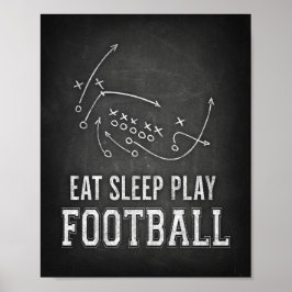 FOOTBALL Sign Chalk Print EAT SLEEP PLAY Poster