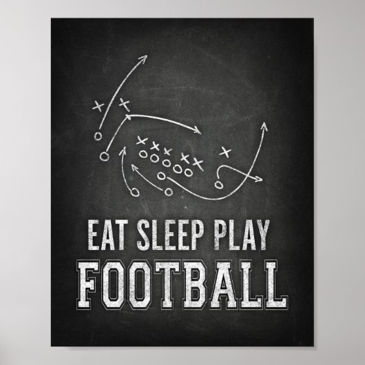 FOOTBALL Sign Chalk Print EAT SLEEP PLAY Poster (Vorne)