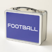 FOOTBALL Sleek White Text on Athletic Deep Blue Metall Brotdose (Rückseite)