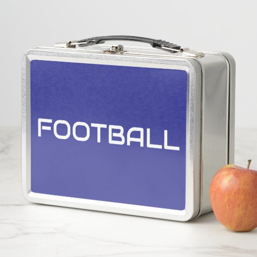 FOOTBALL Sleek White Text on Athletic Deep Blue Metall Brotdose (Beispiel)