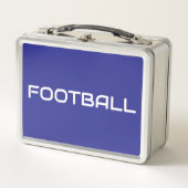 FOOTBALL Sleek White Text on Athletic Deep Blue Metall Brotdose (Vorderseite)