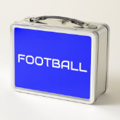FOOTBALL Sleek White Text on Bright Vivid Blue Metall Brotdose (Rückseite)