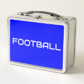 FOOTBALL Sleek White Text on Bright Vivid Blue Metall Brotdose (Vorderseite)