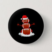 Football Snowman Xmas Holiday Srts Player Funny Ch Button (Vorderseite)