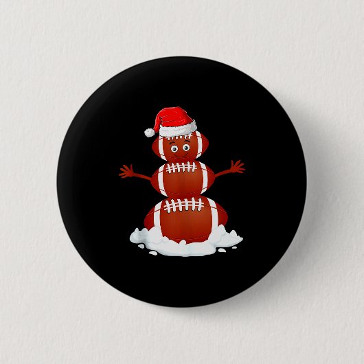 Football Snowman Xmas Holiday Srts Player Funny Ch Button (Vorderseite)