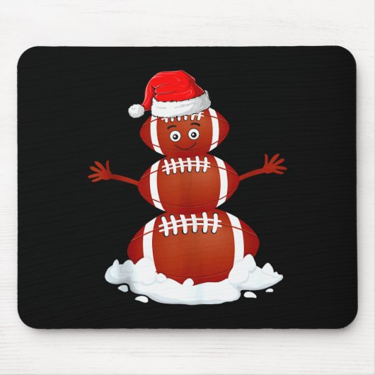 Football Snowman Xmas Holiday Srts Player Funny Ch Mousepad (Vorne)