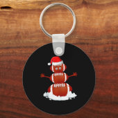 Football Snowman Xmas Holiday Srts Player Funny Ch Schlüsselanhänger (Vorderseite)