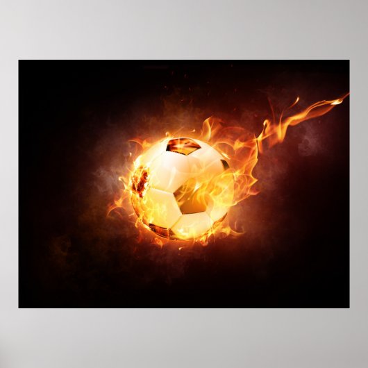 Football Soccer Ball on Fire Poster (Vorne)