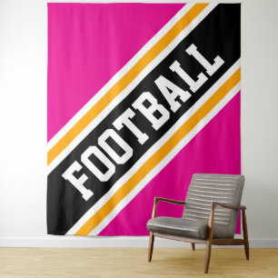 FOOTBALL Spaß Hellschwarz-rosa, schwarzblaue Strei Wandteppich