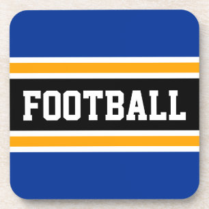 FOOTBALL Sportlich Blau Orange Schwarz Rennstreife Getränkeuntersetzer