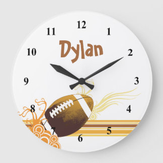 Football Sports Ball Game Personalisierter Name Große Wanduhr