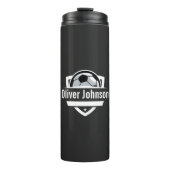 Football Sports Boys Black Thermosbecher (Vorderseite)