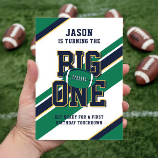 Football Sports Kid Children 1st Birthday Party Einladung