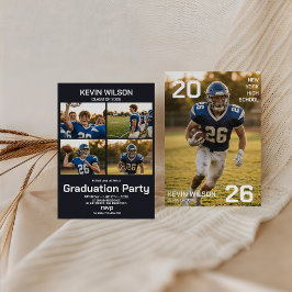 Football Sports Photo Graduation Invitation Einladung