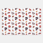 Football Sports Symbols Pattern Athleten Geschenkpapier Set (Vorderseite)