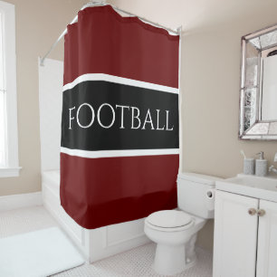FOOTBALL Sporty Athletic Black Deep Red Strips Duschvorhang