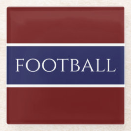 FOOTBALL Sporty Deep Red White Navy Blue Streifen Glasuntersetzer