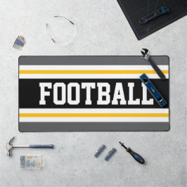 FOOTBALL Sporty Gray Black Yellow Racing Streifen Schreibtischunterlage