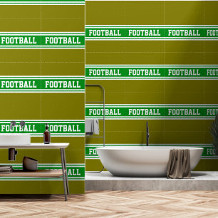 FOOTBALL Sporty Grün Weiß Oliv Rennstreifen Tapete