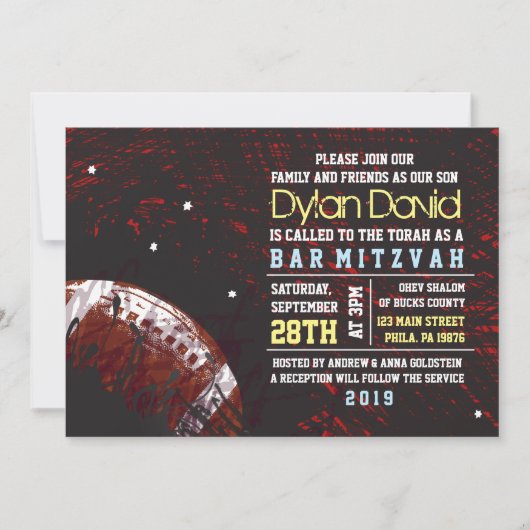 FOOTBALL SPRITZER Bar Mitzvah Einladung (Vorderseite)