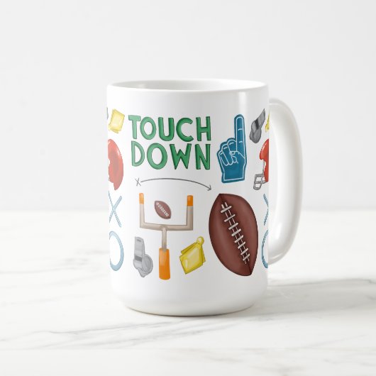 Football Sunday Morning Mug Game Day Touchdown Mug Kaffeetasse (VorderseiteRechts)