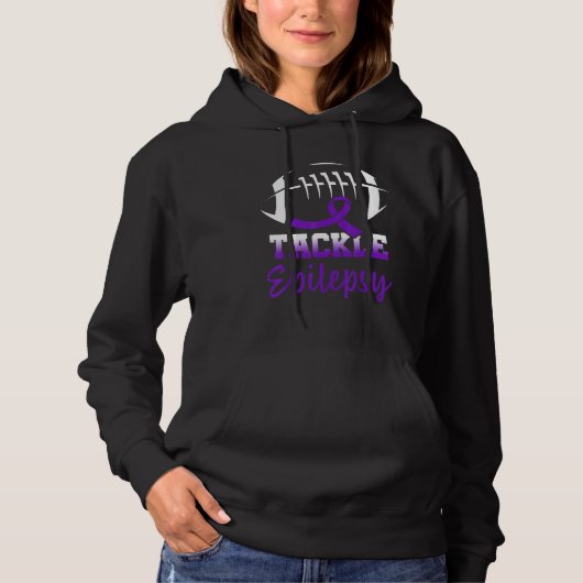 Football Tackle Epilepsy Retro Awareness Purple Ri Hoodie (Vorderseite)