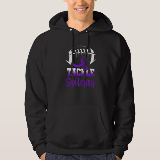 Football Tackle Epilepsy Retro Awareness Purple Ri Hoodie (Vorderseite)