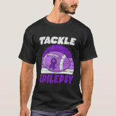 Football Tackle Epilepsy Retro Awareness Purple Ri T-Shirt (Vorderseite)