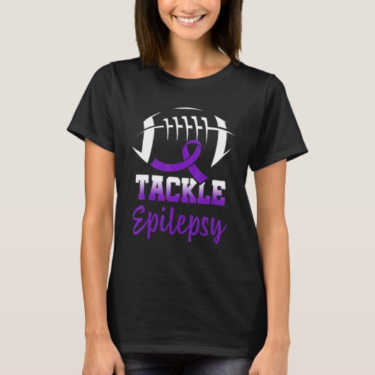 Football Tackle Epilepsy Retro Awareness Purple Ri T-Shirt (Vorderseite)