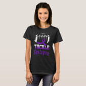 Football Tackle Epilepsy Retro Awareness Purple Ri T-Shirt (Vorne ganz)