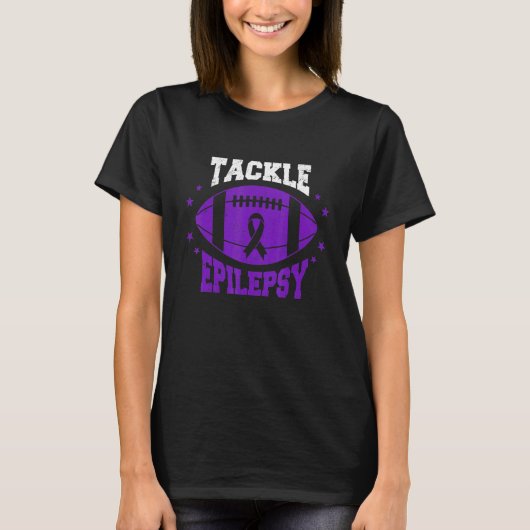 Football Tackle Epilepsy Retro Awareness Purple Ri T-Shirt (Vorderseite)